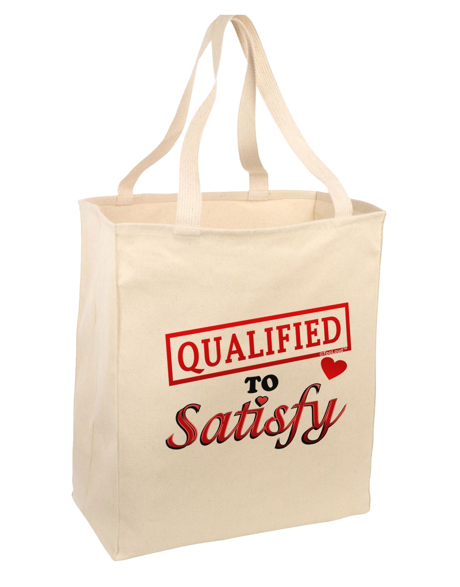 Qualified To Satisfy Large Grocery Tote Bag-Natural-Grocery Tote-TooLoud-Natural-Large-Davson Sales