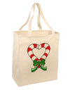 Candy Cane Heart Christmas Large Grocery Tote Bag-Grocery Tote-TooLoud-Natural-Large-Davson Sales