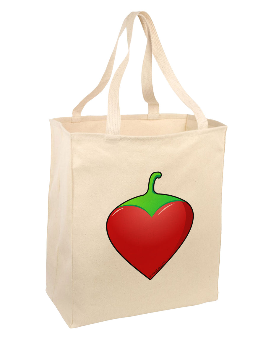 Chili Pepper Heart Large Grocery Tote Bag-Grocery Tote-TooLoud-Natural-Large-Davson Sales