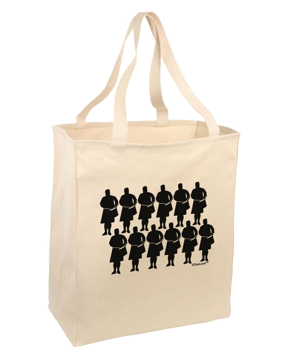 Twelve Drummers Drumming Large Grocery Tote Bag-Grocery Tote-TooLoud-Natural-Large-Davson Sales