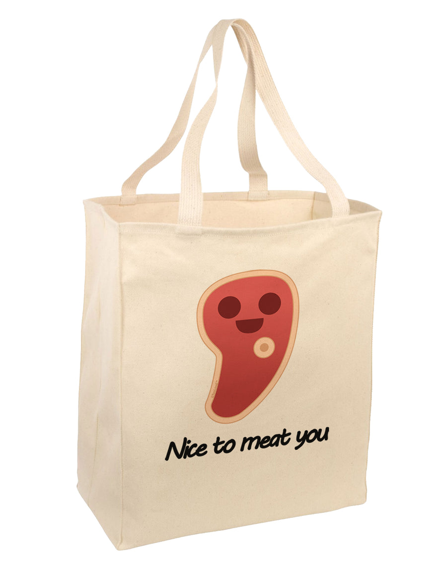 Steak - Nice to Meat You Large Grocery Tote Bag-Grocery Tote-TooLoud-Natural-Large-Davson Sales