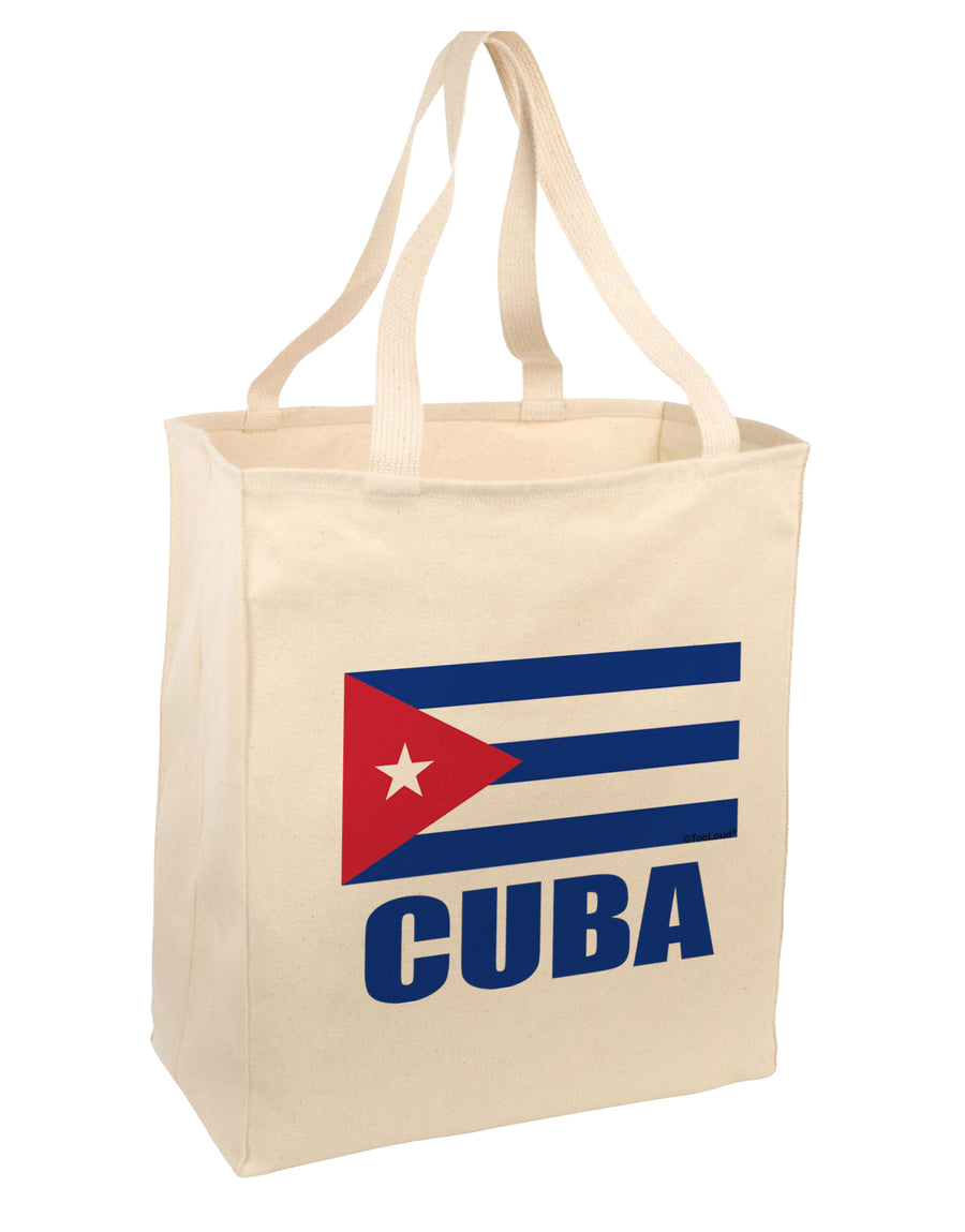 Cuba Flag Cuban Pride Large Grocery Tote Bag-Natural by TooLoud-Grocery Tote-TooLoud-Natural-Large-Davson Sales