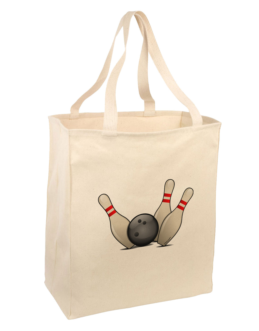 Bowling Ball with Pins Large Grocery Tote Bag-Grocery Tote-TooLoud-Natural-Large-Davson Sales