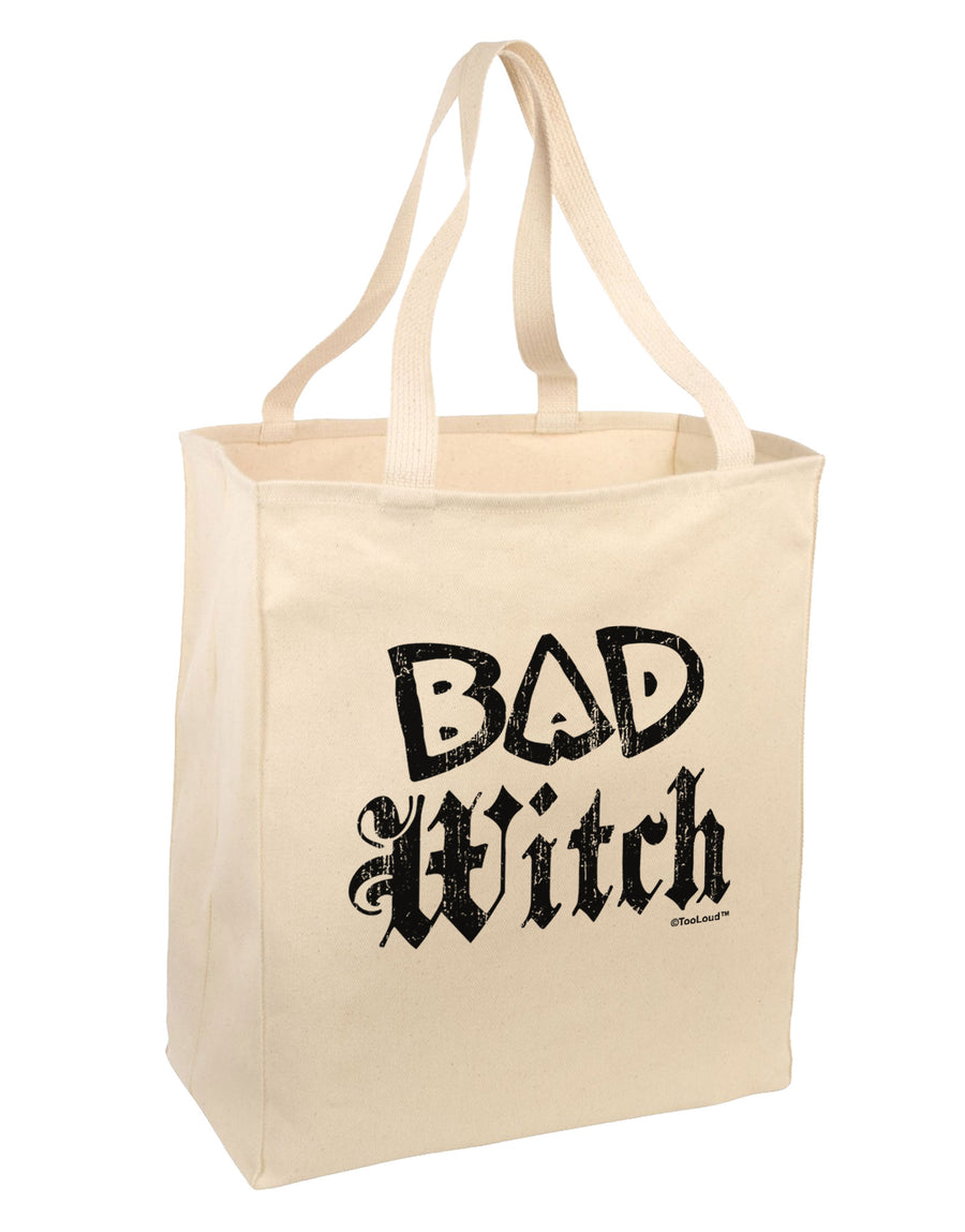 Bad Witch Distressed Large Grocery Tote Bag-Grocery Tote-TooLoud-Natural-Large-Davson Sales