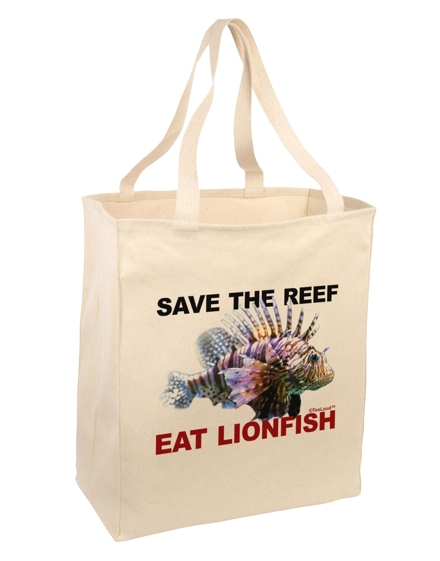 Save the Reef - Eat Lionfish Large Grocery Tote Bag-Grocery Tote-TooLoud-Natural-Large-Davson Sales