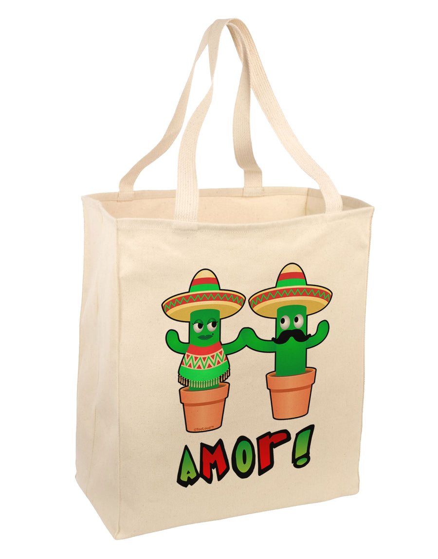 Fiesta Cactus Couple Amor Large Grocery Tote Bag by TooLoud-Grocery Tote-TooLoud-Natural-Large-Davson Sales