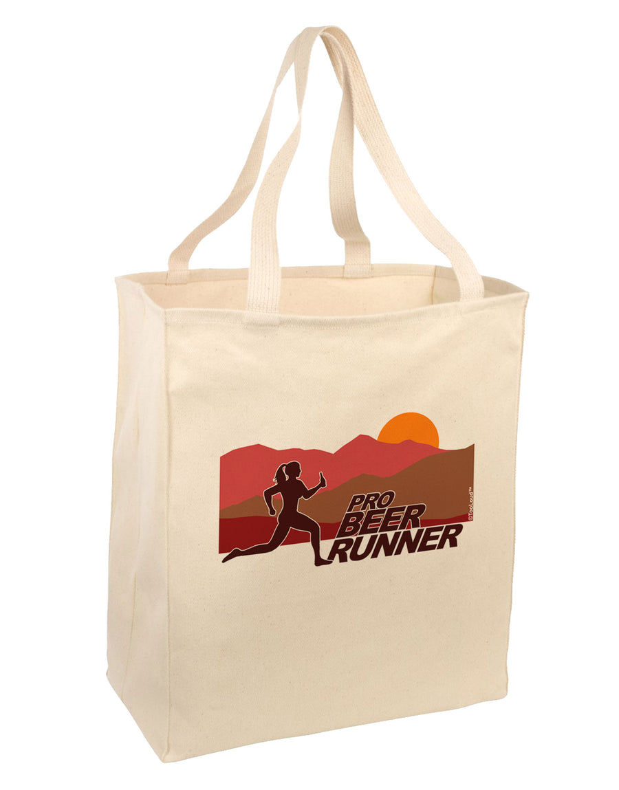 Pro Beer Runner Woman Large Grocery Tote Bag-Grocery Tote-TooLoud-Natural-Large-Davson Sales
