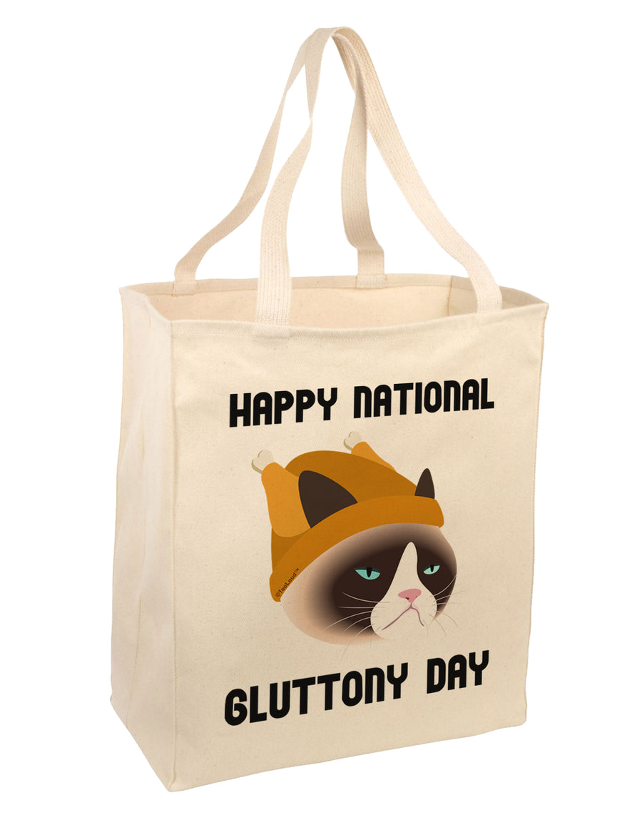 Gluttony Day Disgruntled Cat Large Grocery Tote Bag by TooLoud-Grocery Tote-TooLoud-Natural-Large-Davson Sales