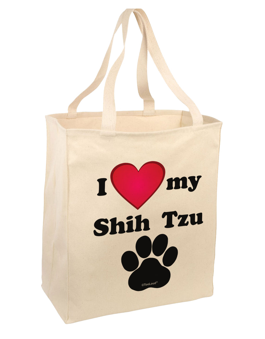 I Heart My Shih Tzu Large Grocery Tote Bag-Natural by TooLoud-Grocery Tote-TooLoud-Natural-Large-Davson Sales