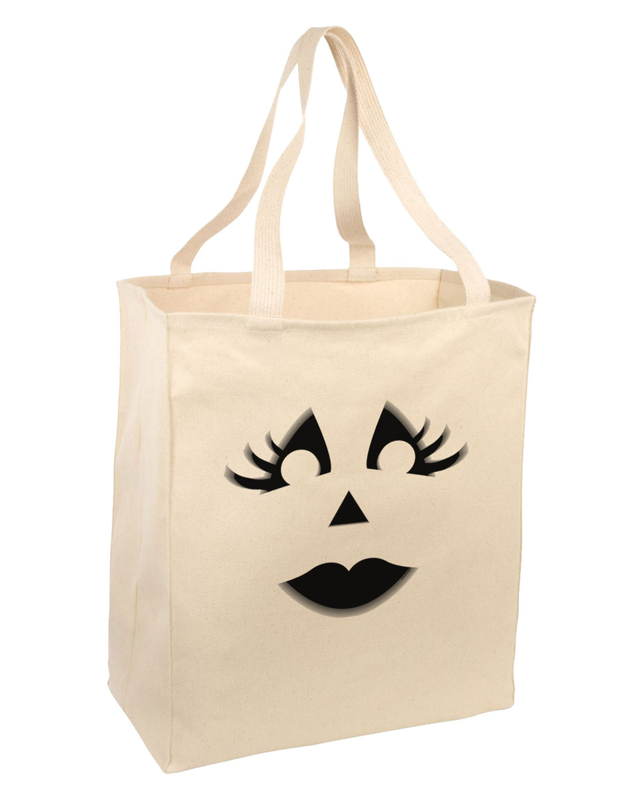 Woman Jack O Lantern Pumpkin Face Large Grocery Tote Bag-Grocery Tote-TooLoud-Natural-Large-Davson Sales