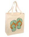 Striped Flip Flops - Teal and Orange Large Grocery Tote Bag-Grocery Tote-TooLoud-Natural-Large-Davson Sales