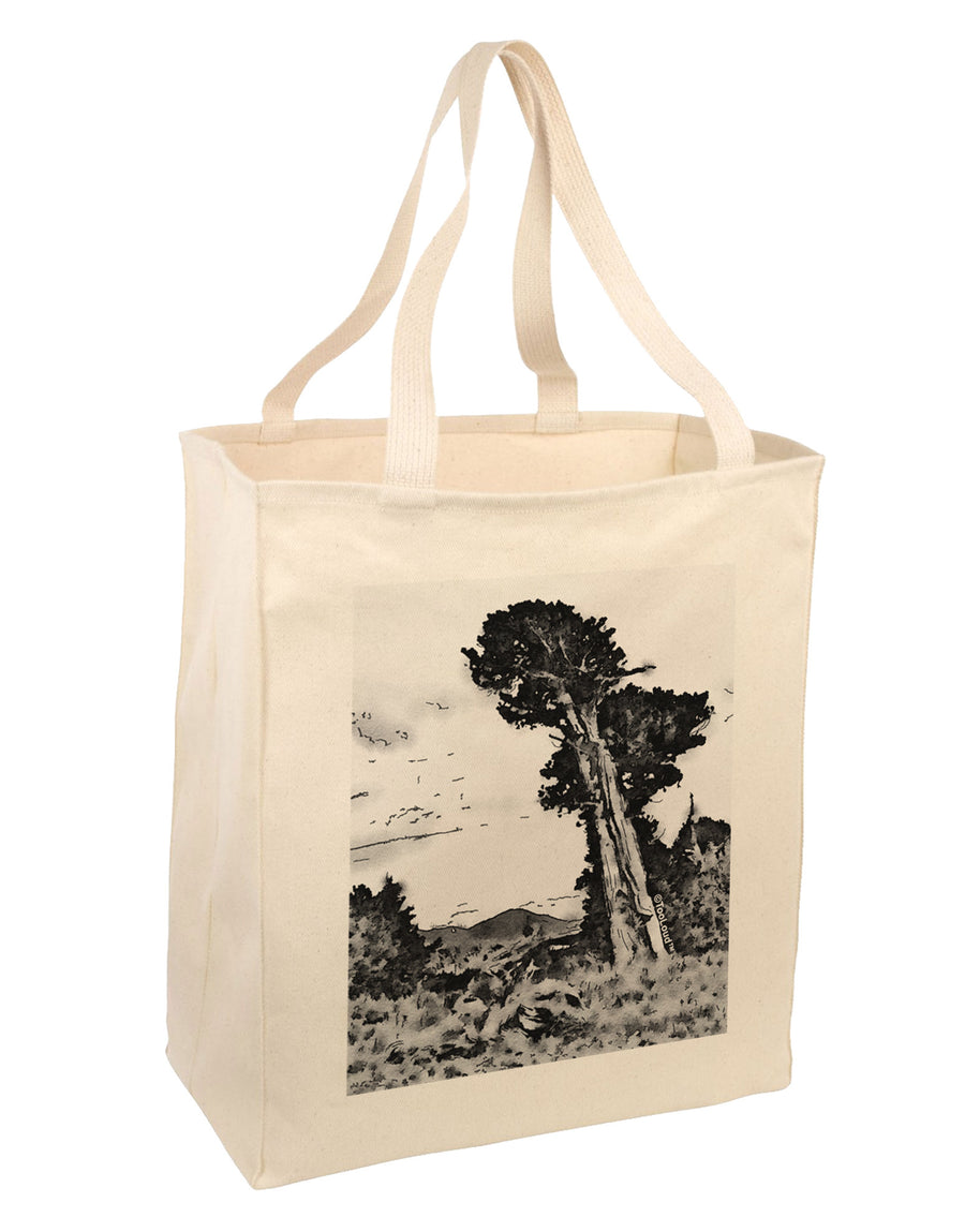 Colorado Landscape Watercolor BW Large Grocery Tote Bag-Grocery Tote-TooLoud-Natural-Large-Davson Sales