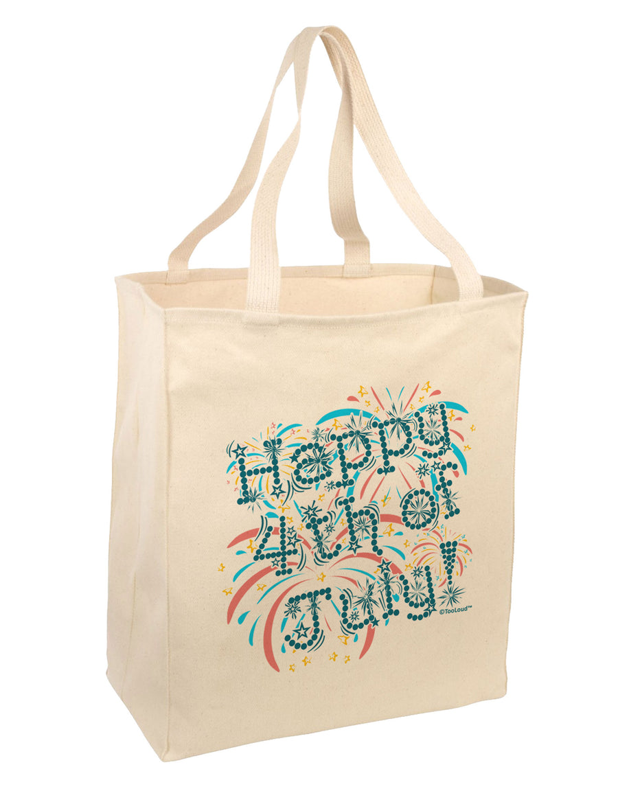 Happy 4th of July - Fireworks Design Large Grocery Tote Bag-Grocery Tote-TooLoud-Natural-Large-Davson Sales