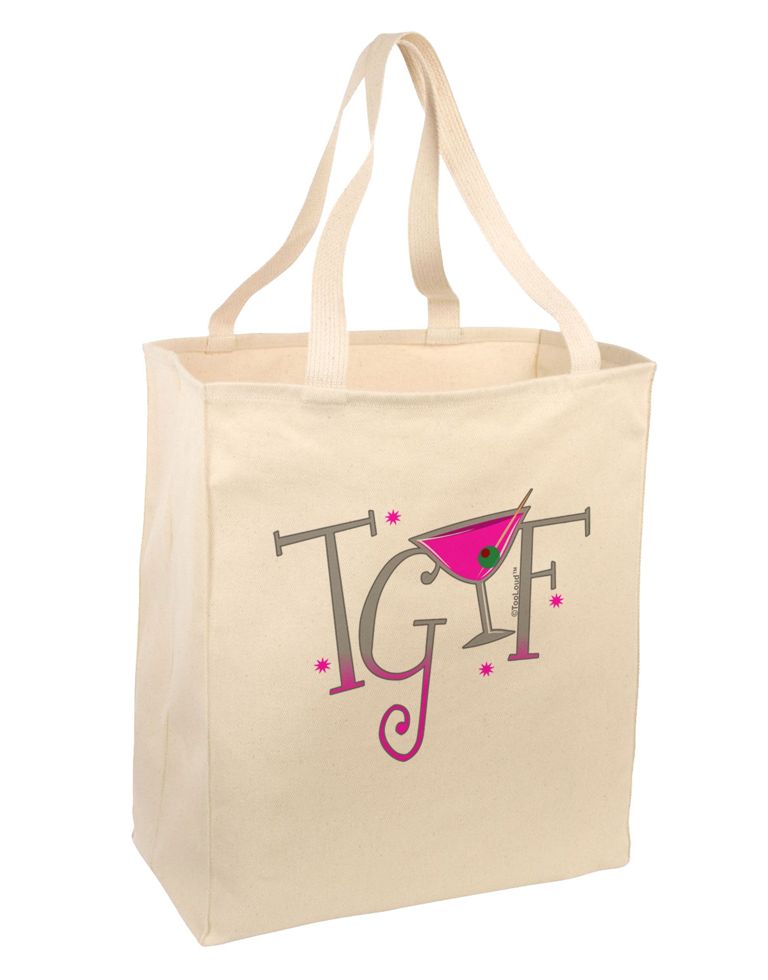 TGIF Martini Large Grocery Tote Bag-Grocery Tote-TooLoud-Natural-Large-Davson Sales