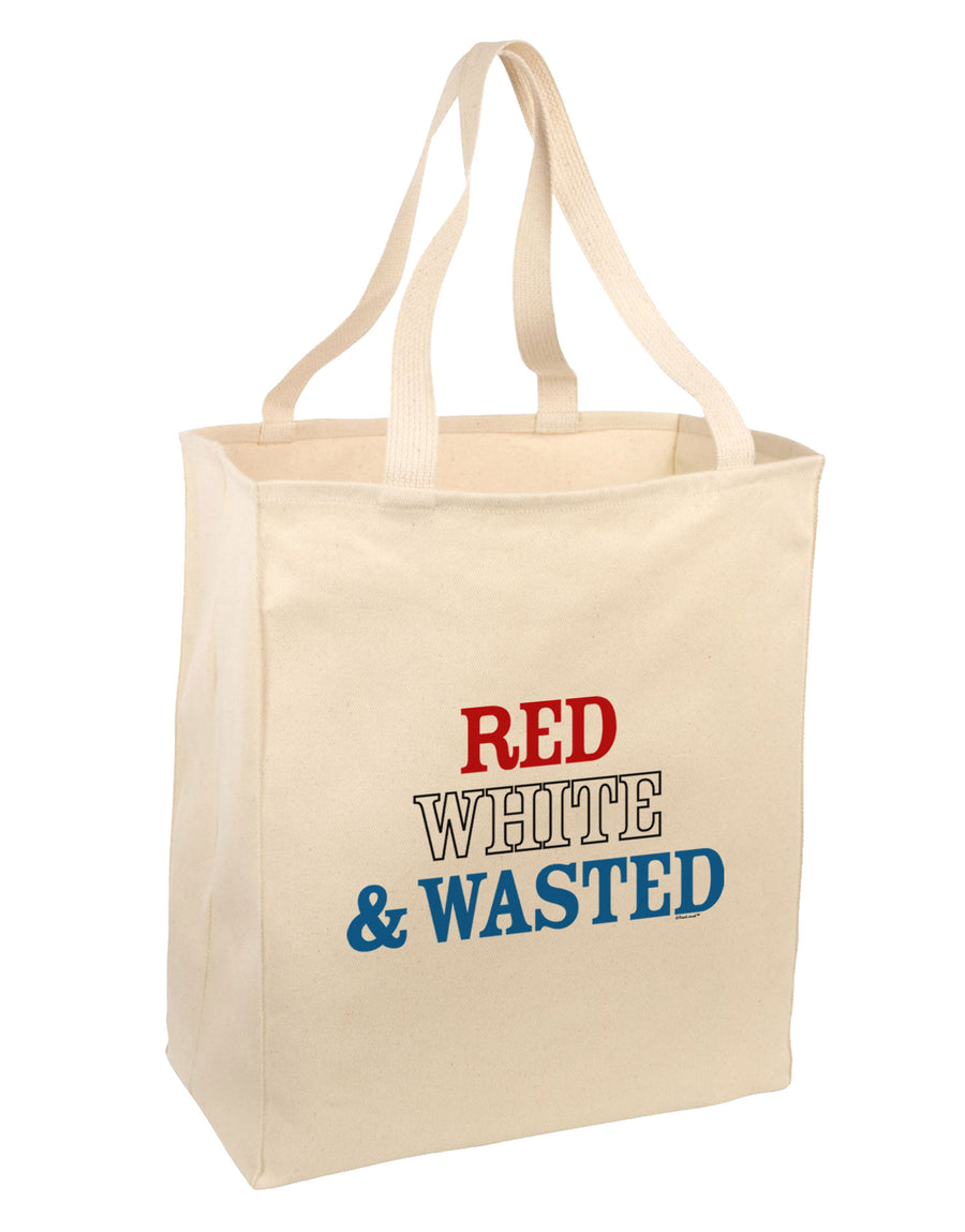 Red White and Wasted Large Grocery Tote Bag-Grocery Tote-TooLoud-Natural-Large-Davson Sales