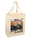 Lets Ride Sidecar Motorcycle Large Grocery Tote Bag-Natural-Grocery Tote-TooLoud-Natural-Large-Davson Sales