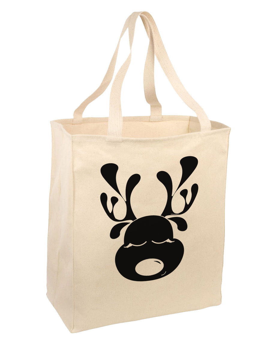 Cute Black Reindeer Face Christmas Large Grocery Tote Bag-Grocery Tote-TooLoud-Natural-Large-Davson Sales