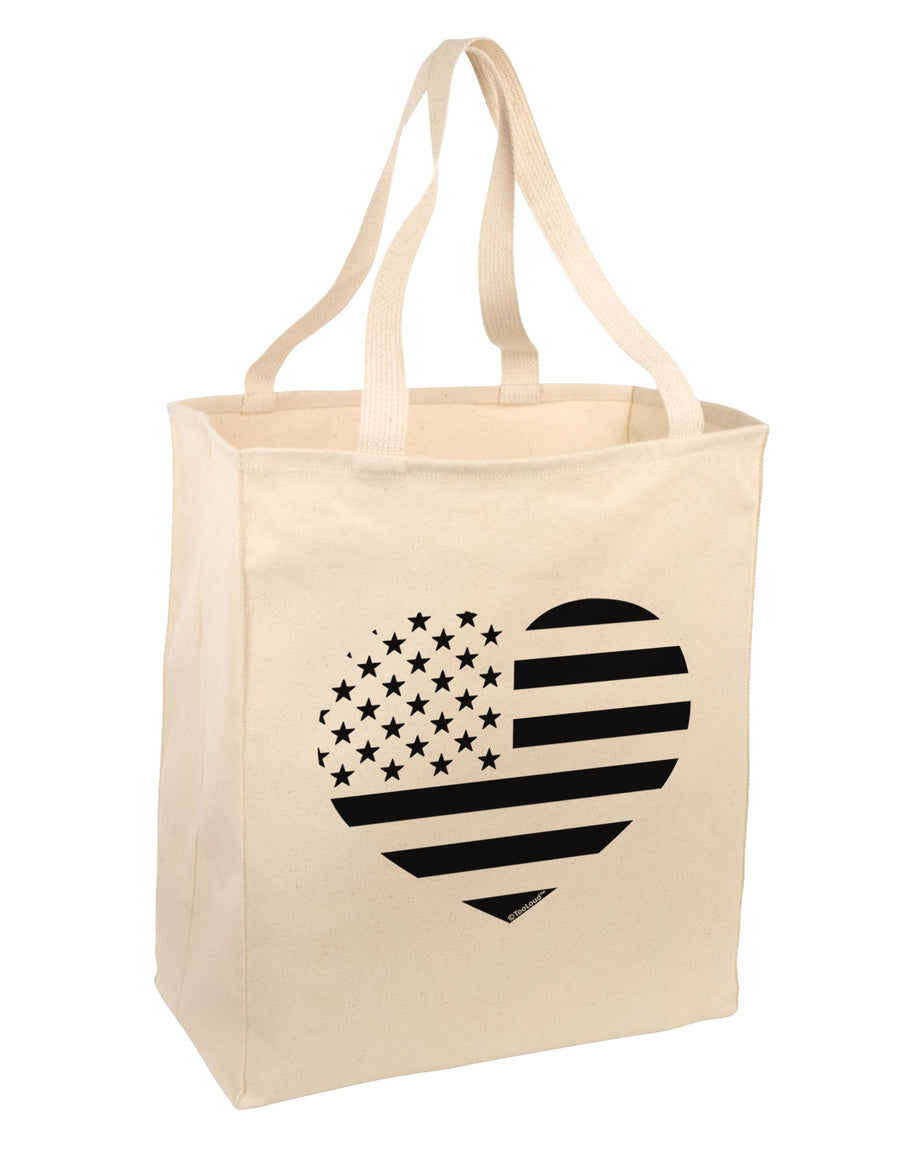 American Flag Heart Design - Stamp Style Large Grocery Tote Bag by TooLoud-Grocery Tote-TooLoud-Natural-Large-Davson Sales