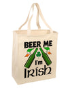 Beer Me I'm Irish Large Grocery Tote Bag-Grocery Tote-TooLoud-Natural-Large-Davson Sales