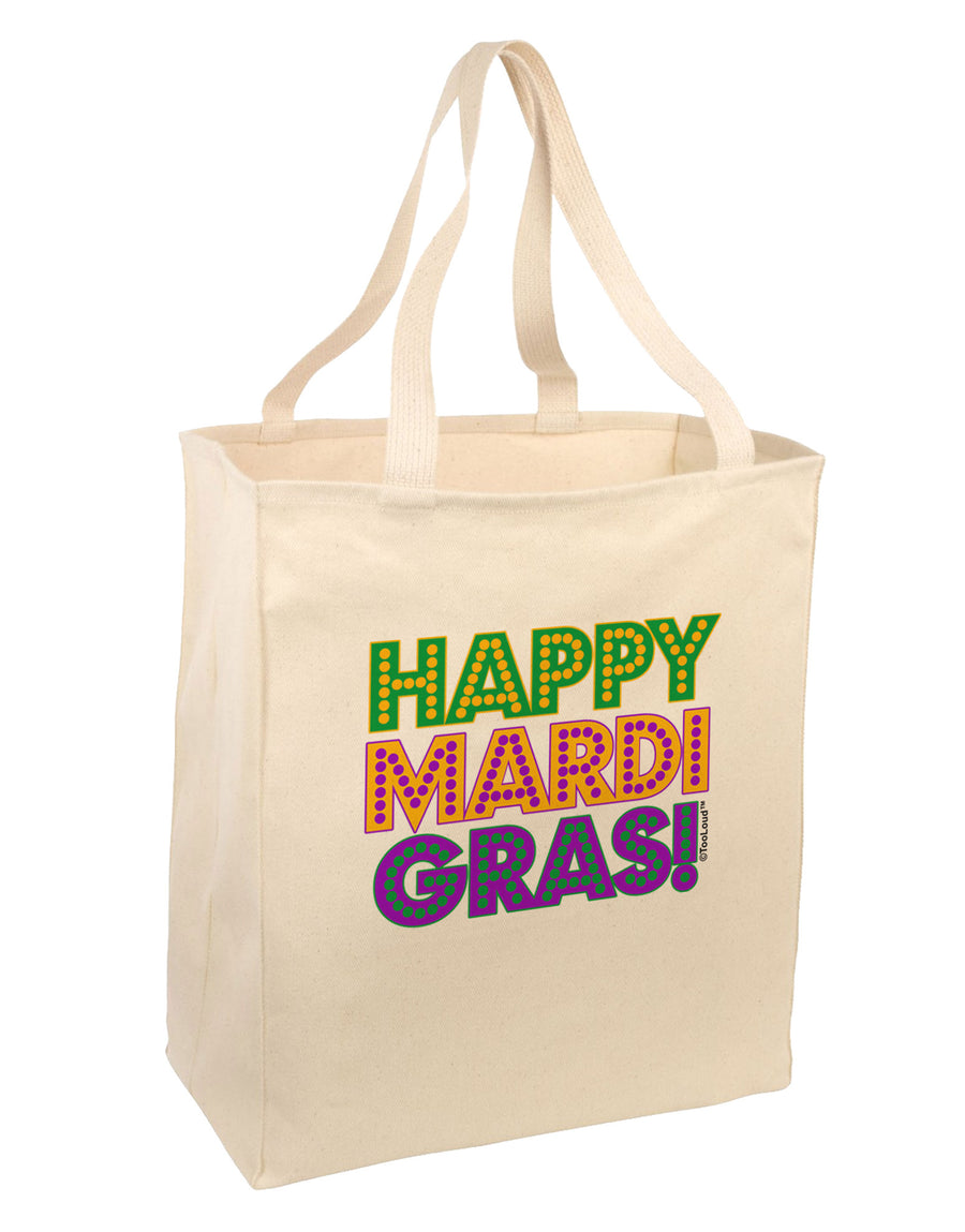 Happy Mardi Gras Text Large Grocery Tote Bag by TooLoud-Grocery Tote-TooLoud-Natural-Large-Davson Sales