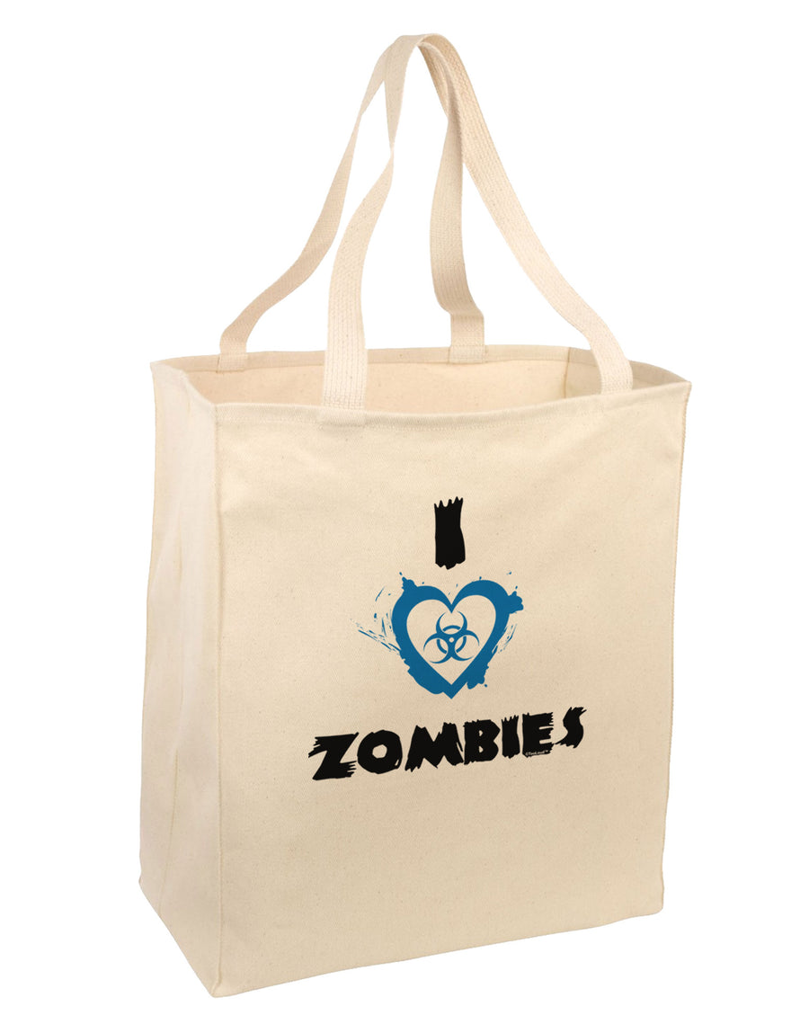 I Heart Zombies - Bio Hazard Heart Blue Large Grocery Tote Bag-Grocery Tote-TooLoud-Natural-Large-Davson Sales