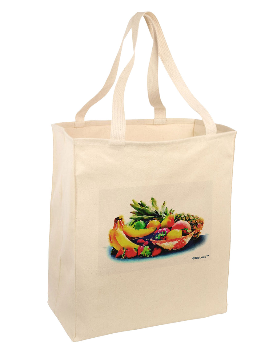 TooLoud Watercolor Fruit Bowl 3 Large Grocery Tote Bag-Grocery Tote-TooLoud-Natural-Large-Davson Sales