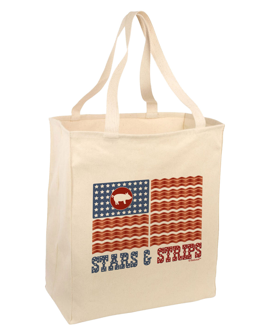 American Bacon Flag - Stars and Strips Large Grocery Tote Bag-Grocery Tote-TooLoud-Natural-Large-Davson Sales