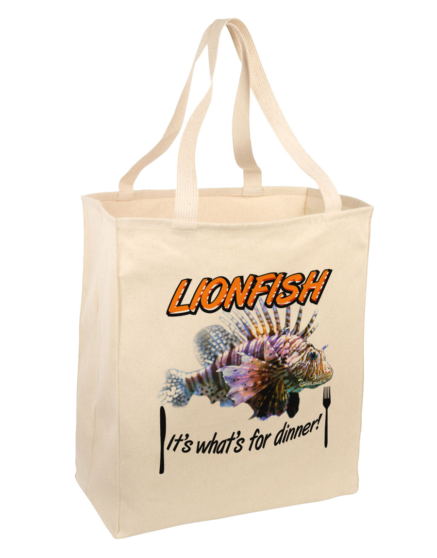 Lionfish - It's What's For Dinner Large Grocery Tote Bag-Grocery Tote-TooLoud-Natural-Large-Davson Sales