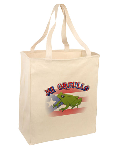 Mi Orgullo Coqui Large Grocery Tote Bag-Natural-Grocery Tote-TooLoud-Natural-Large-Davson Sales