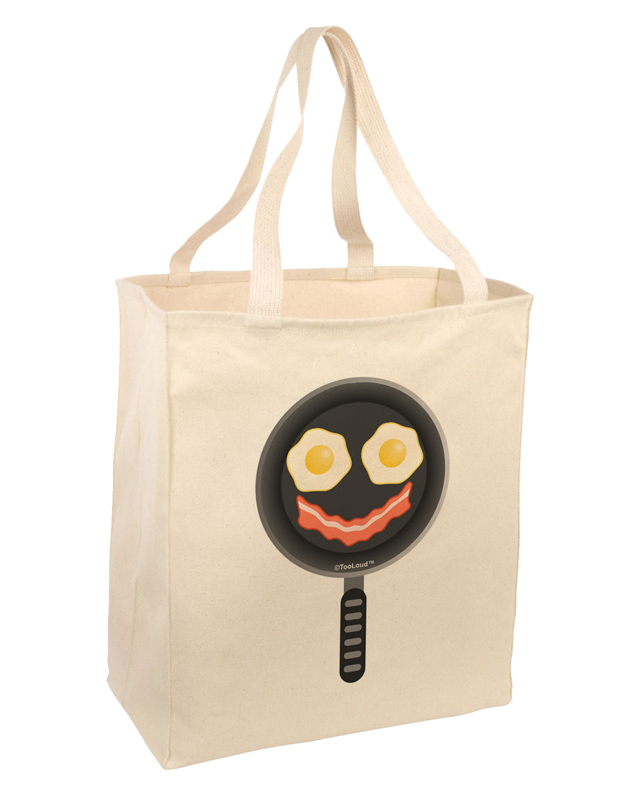 Eggs and Bacon Smiley Face Large Grocery Tote Bag by TooLoud-Grocery Tote-TooLoud-Natural-Large-Davson Sales