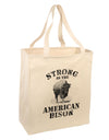 Strong Bison Text Large Grocery Tote Bag-Natural-Grocery Tote-TooLoud-Natural-Large-Davson Sales