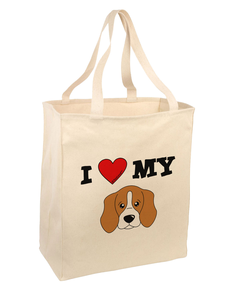 I Heart My - Cute Beagle Dog Large Grocery Tote Bag by TooLoud-Grocery Tote-TooLoud-Natural-Large-Davson Sales