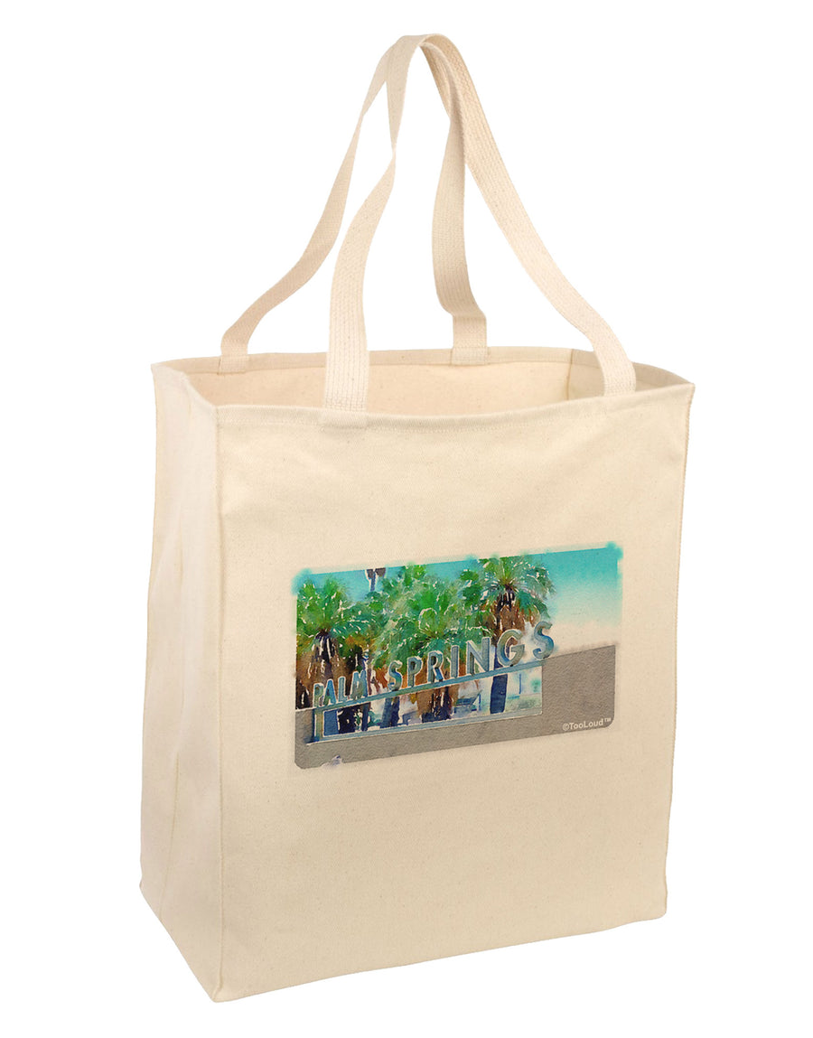 Palm Springs Watercolor Large Grocery Tote Bag-Grocery Tote-TooLoud-Natural-Large-Davson Sales