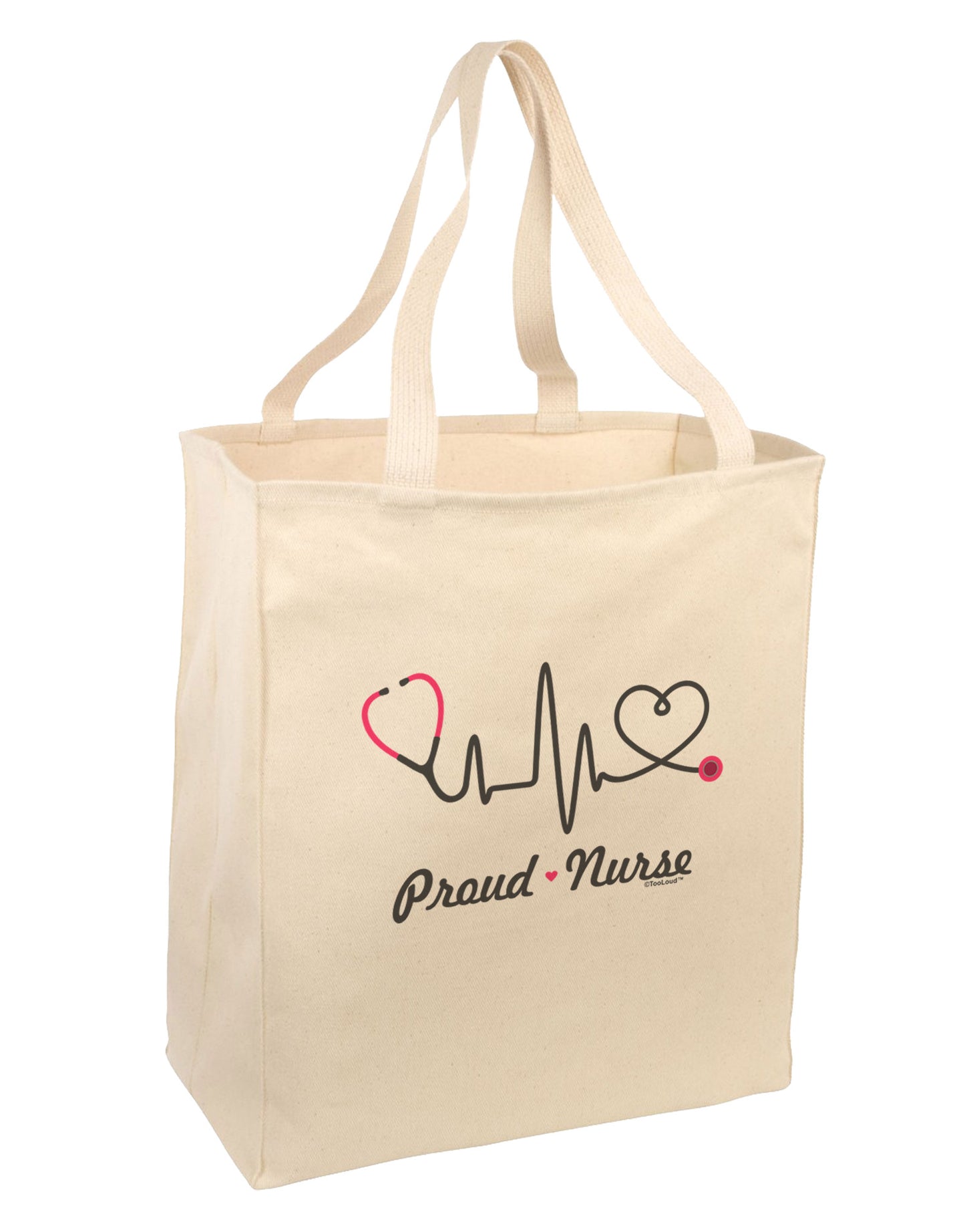 Stethoscope Heartbeat Text Large Grocery Tote Bag-Grocery Tote-TooLoud-Natural-Large-Davson Sales