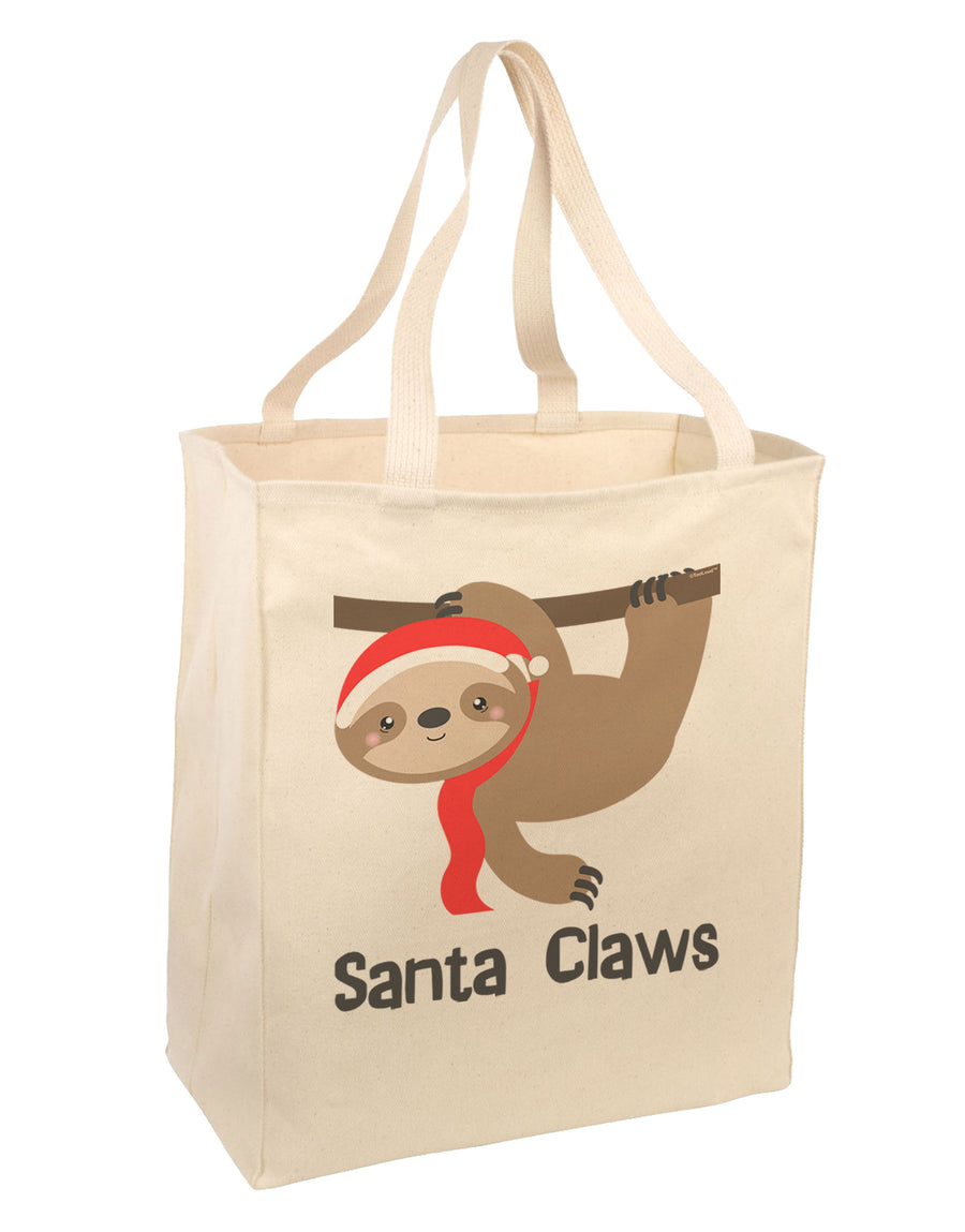 Cute Christmas Sloth - Santa Claws Large Grocery Tote Bag by TooLoud-Grocery Tote-TooLoud-Natural-Large-Davson Sales