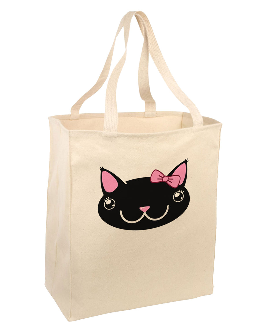 Kyu-T Head - Night Kawaia the Cute Girl Critter Large Grocery Tote Bag-Grocery Tote-TooLoud-Natural-Large-Davson Sales