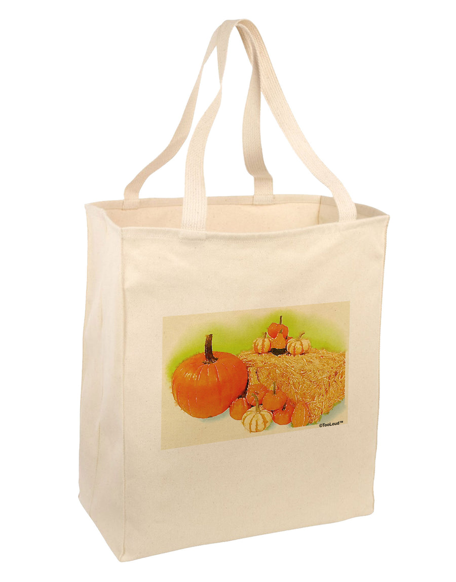 Fall Pumpkin Scene Large Grocery Tote Bag-Grocery Tote-TooLoud-Natural-Large-Davson Sales