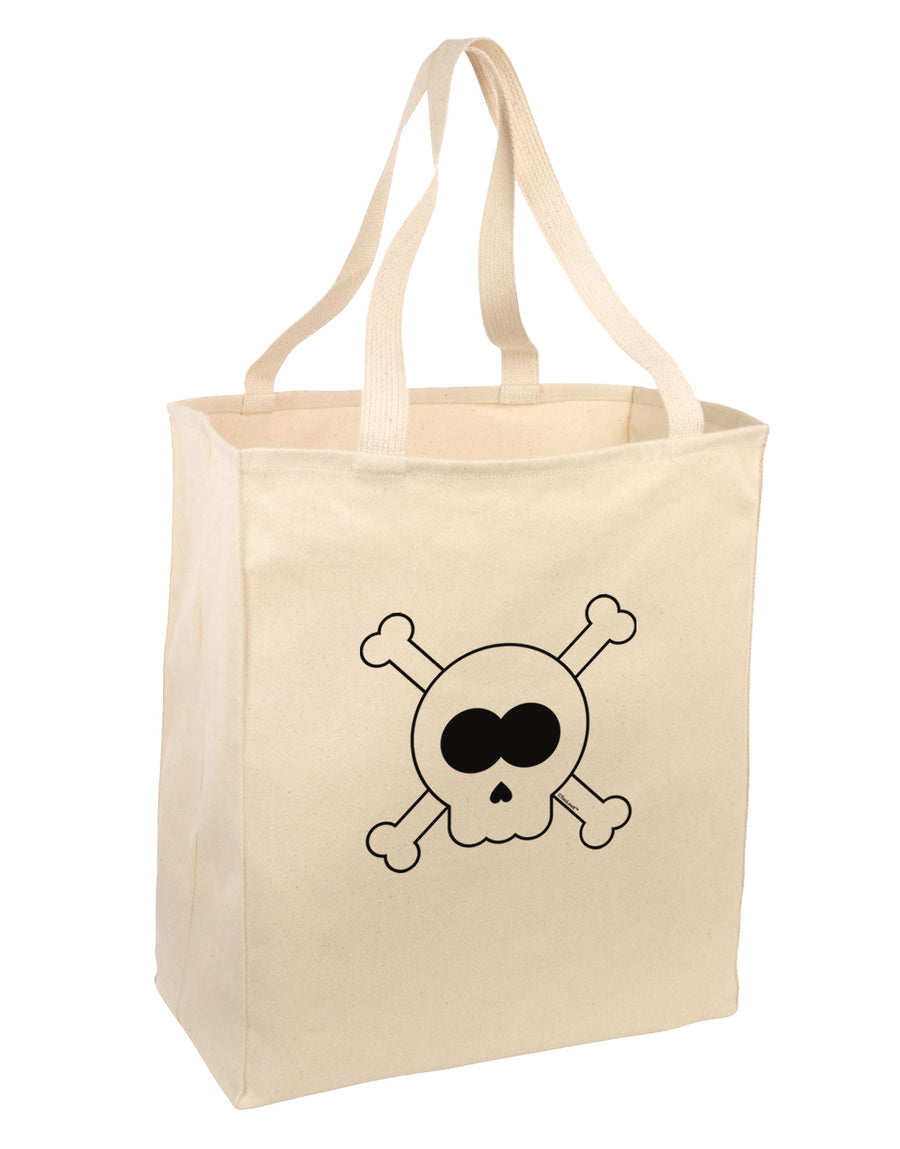 Skull and Crossbones Halloween Large Grocery Tote Bag-Grocery Tote-TooLoud-Natural-Large-Davson Sales