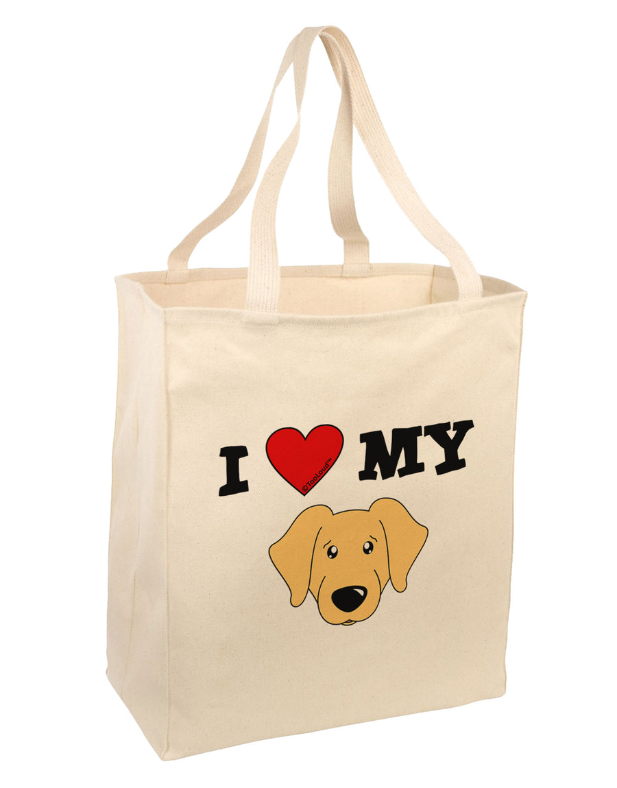 I Heart My - Cute Golden Retriever Dog Large Grocery Tote Bag by TooLoud-Grocery Tote-TooLoud-Natural-Large-Davson Sales