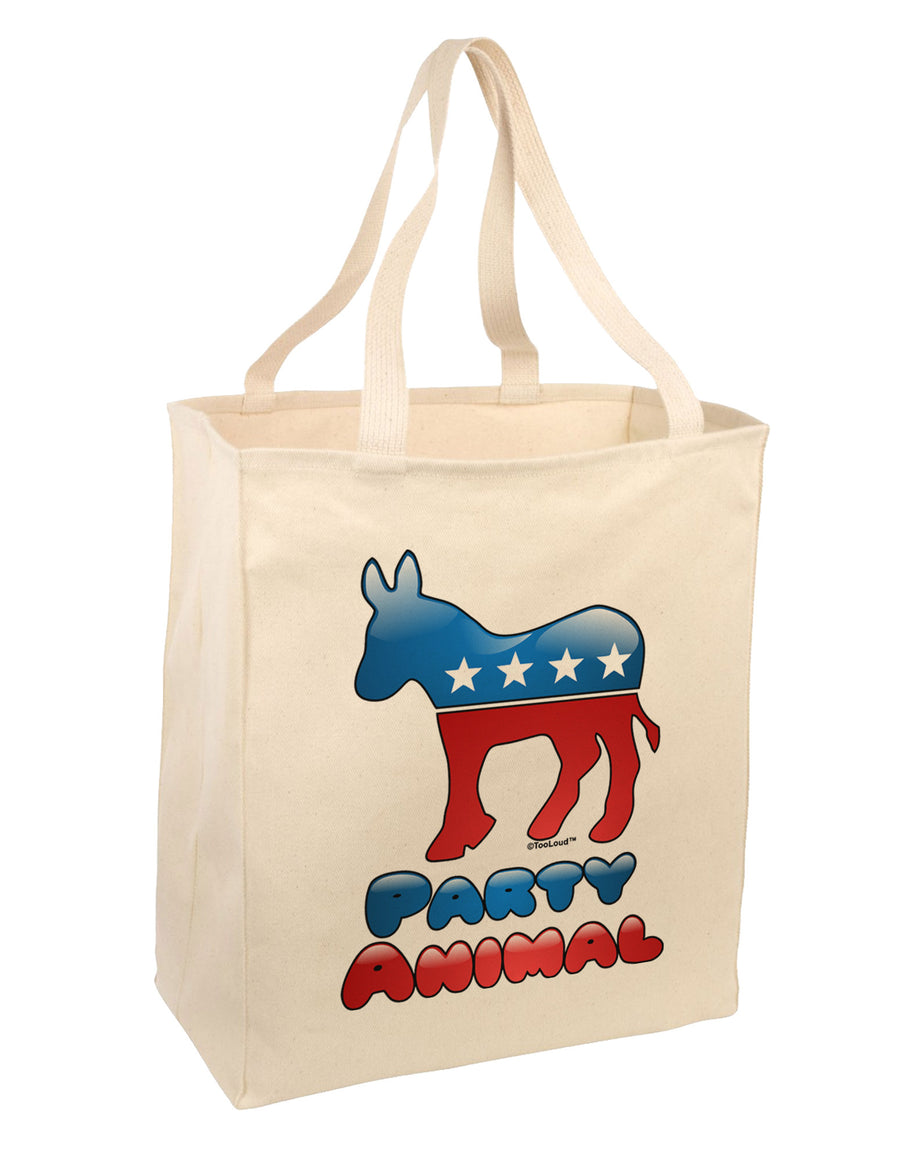 Democrat Party Animal Large Grocery Tote Bag-Grocery Tote-TooLoud-Natural-Large-Davson Sales