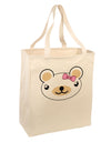 Kyu-T Head - Day Beartholomea Girl Teddy Bear Large Grocery Tote Bag-Grocery Tote-TooLoud-Natural-Large-Davson Sales