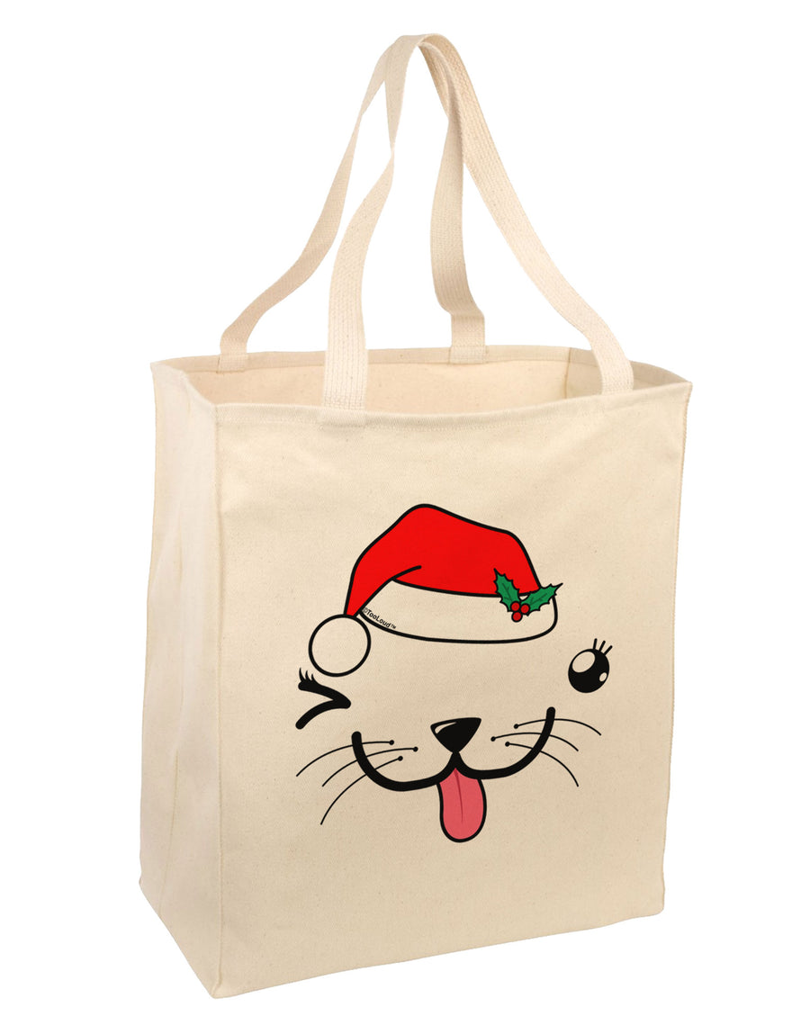 Kyu-T Face Puppina Santa Girl Dog Large Grocery Tote Bag-Grocery Tote-TooLoud-Natural-Large-Davson Sales