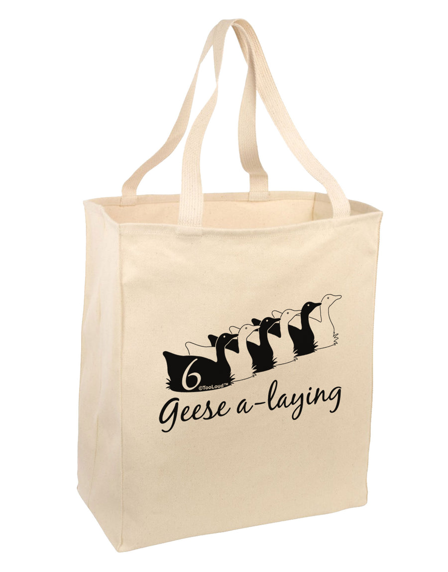 Six Geese A laying Text Large Grocery Tote Bag-Grocery Tote-TooLoud-Natural-Large-Davson Sales