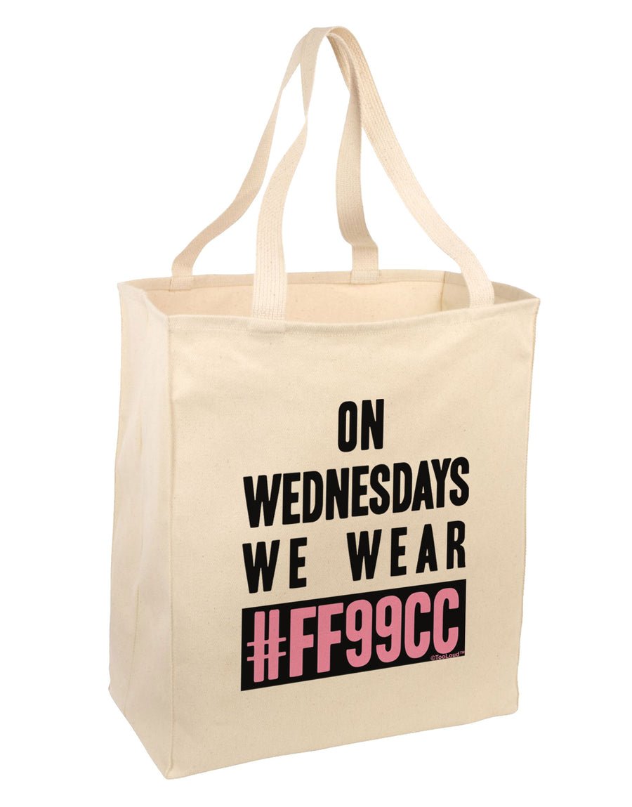 On Wednesdays We Wear FF99CC Large Grocery Tote Bag-Natural-Grocery Tote-TooLoud-Natural-Large-Davson Sales