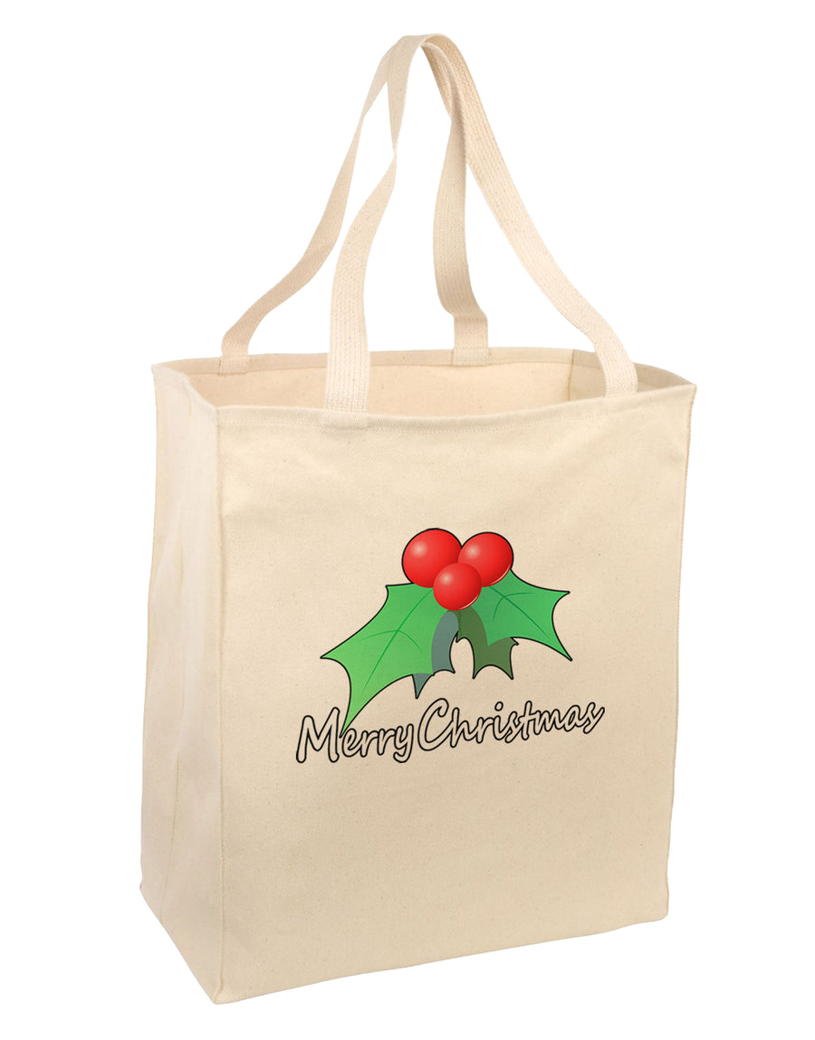 Mistletoe Merry Christmas Text Large Grocery Tote Bag-Grocery Tote-TooLoud-Natural-Large-Davson Sales