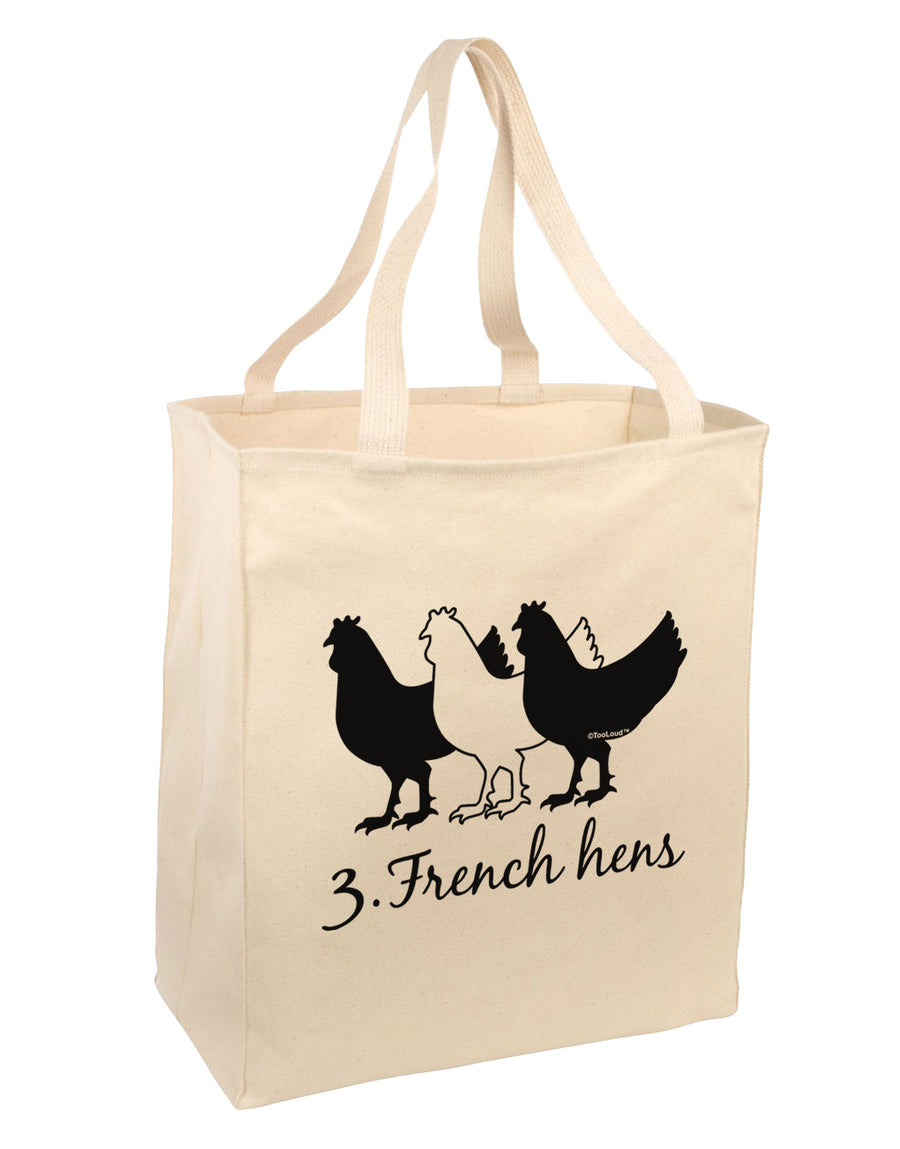 Three French Hens Text Large Grocery Tote Bag-Grocery Tote-TooLoud-Natural-Large-Davson Sales