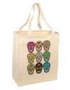 Dia de los Muertos Calaveras Sugar Skulls Large Grocery Tote Bag-Grocery Tote-TooLoud-Natural-Large-Davson Sales