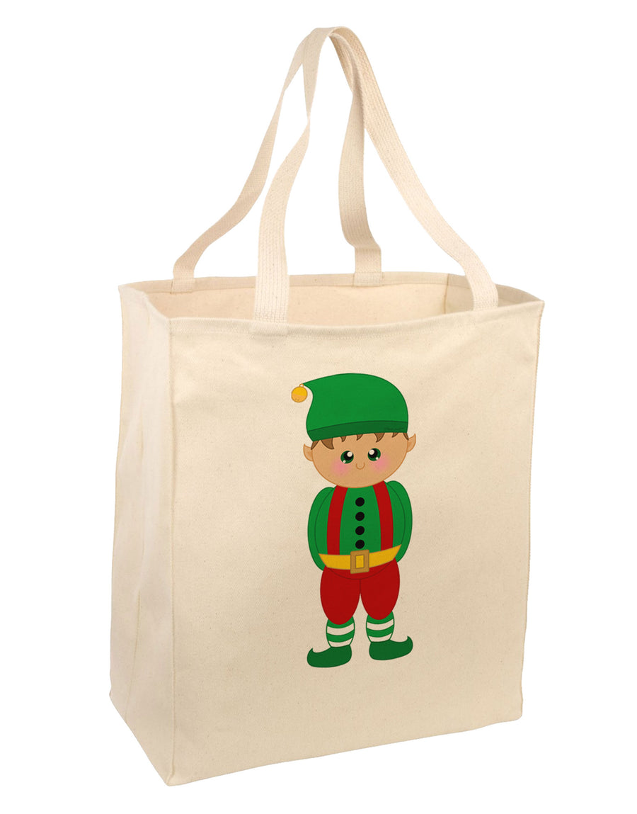 Cute Christmas Elf Boy Large Grocery Tote Bag-Grocery Tote-TooLoud-Natural-Large-Davson Sales