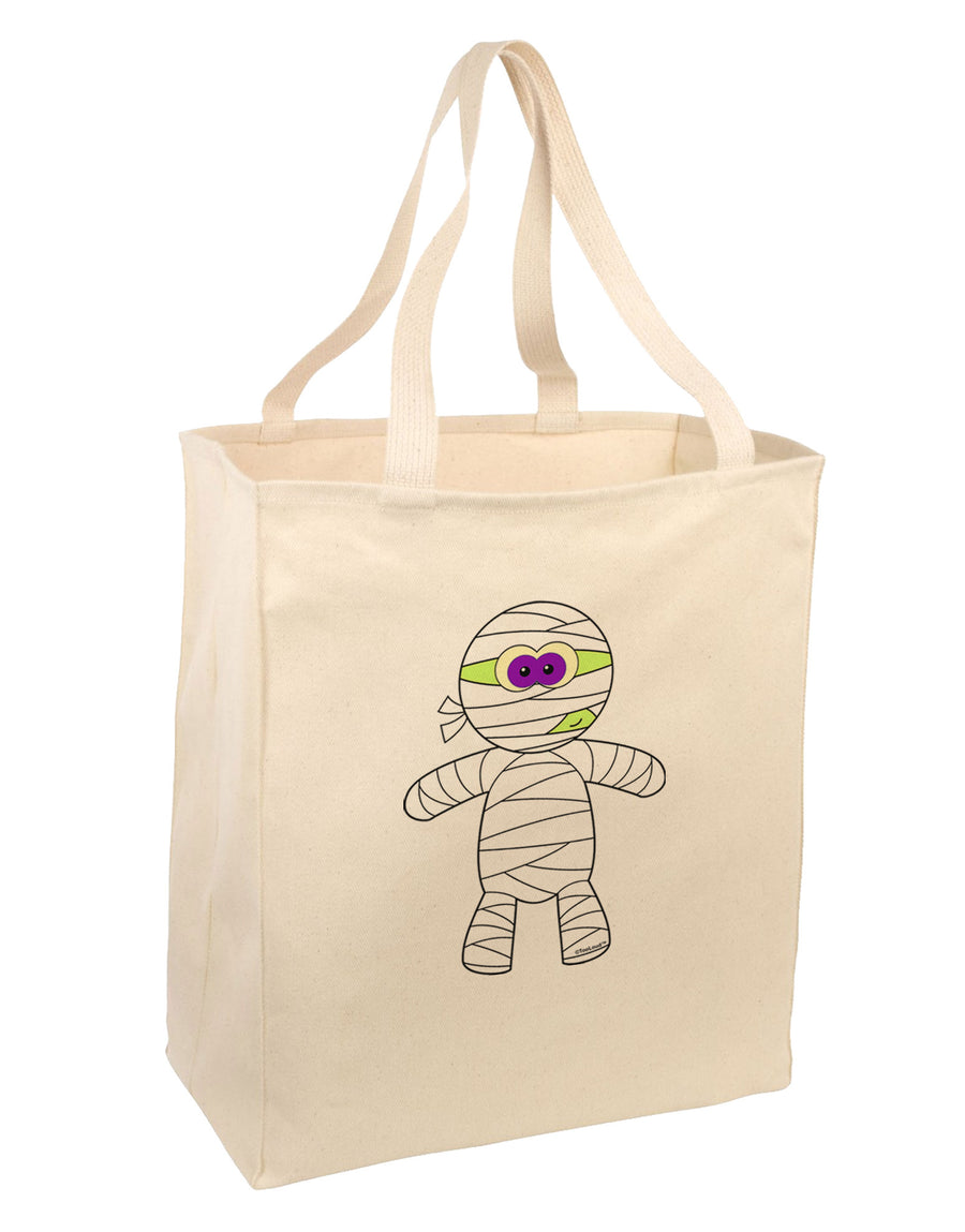 Cute Mummy Halloween Large Grocery Tote Bag-Grocery Tote-TooLoud-Natural-Large-Davson Sales