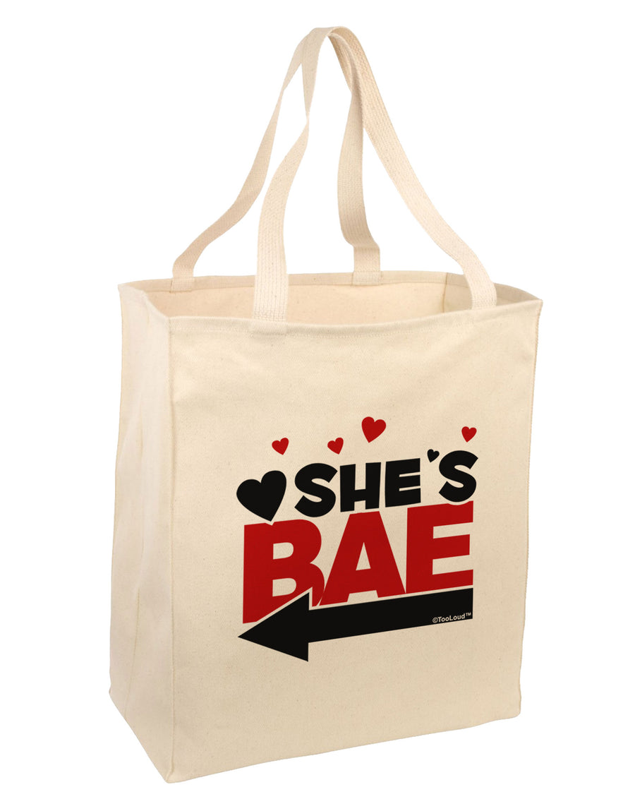 She's BAE - Left Arrow Large Grocery Tote Bag-Grocery Tote-TooLoud-Natural-Large-Davson Sales